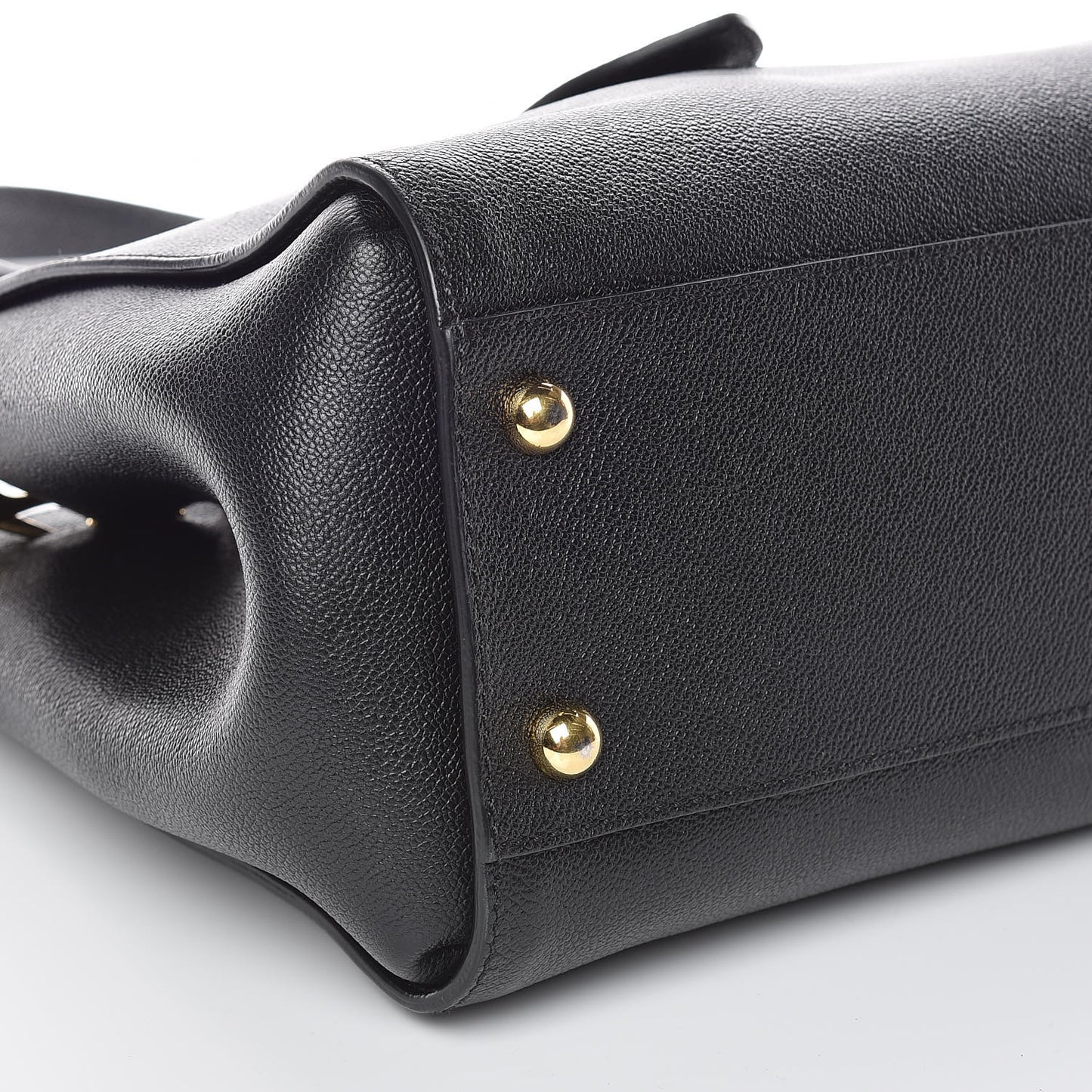Soft Grain Calfskin Medium Buckle Tote Black