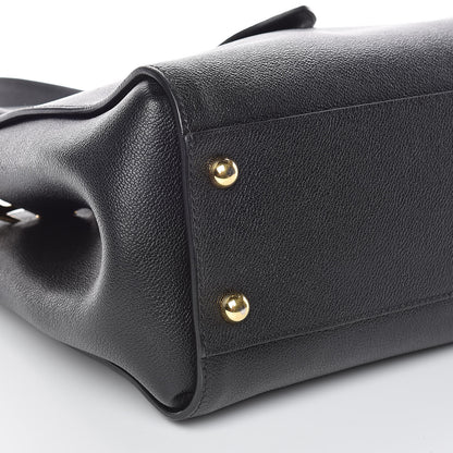 Burberry Soft Grain Calfskin Medium Buckle Tote Black 10 of 11