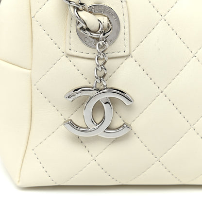 Chanel Calfskin Quilted Feather Weight Bowling Bag Ivory Light Pink 14 of 14