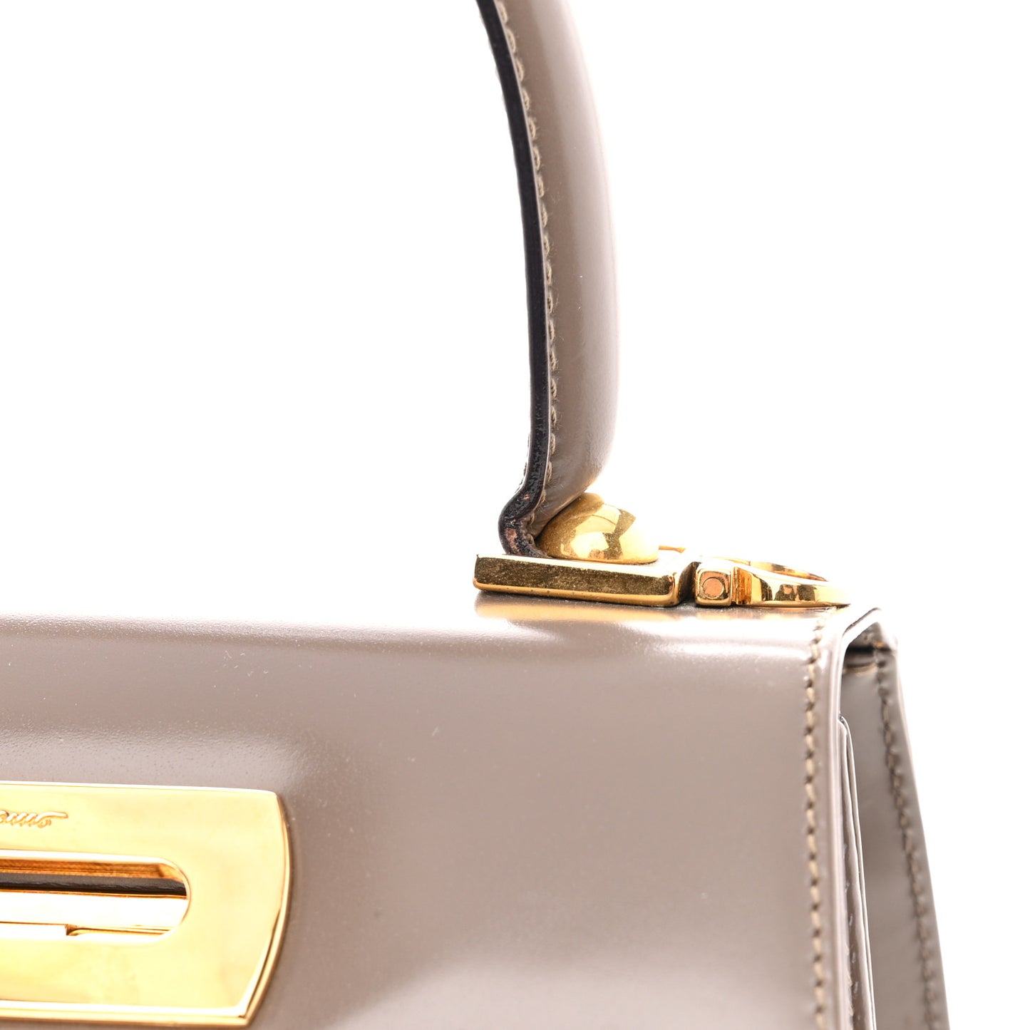 Brushed Off Calfskin Small Iconic Top Handle Bag Grey