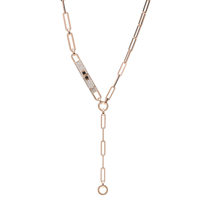 Hermes 18K Rose Gold Diamond Pave PM Kelly Chaine Lariat Necklace SH 1 of 5
