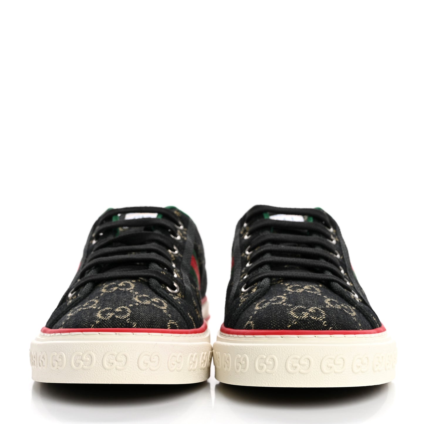New Denim GG Monogram Web Womens 1977 Tennis Sneakers 41 Black Ivory