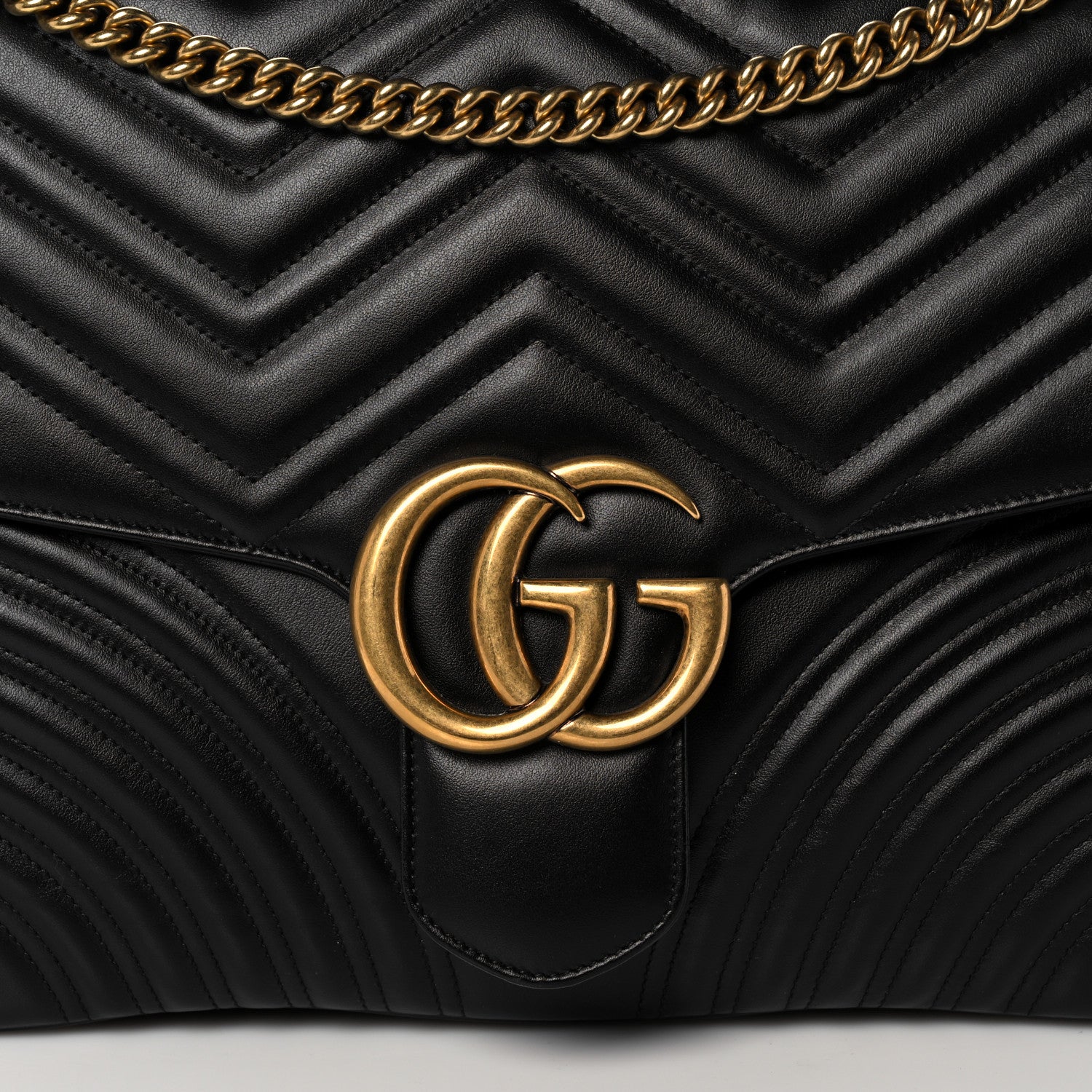 Gucci Calfskin Matelasse Large GG Marmont Shoulder Bag Black 9 of 13