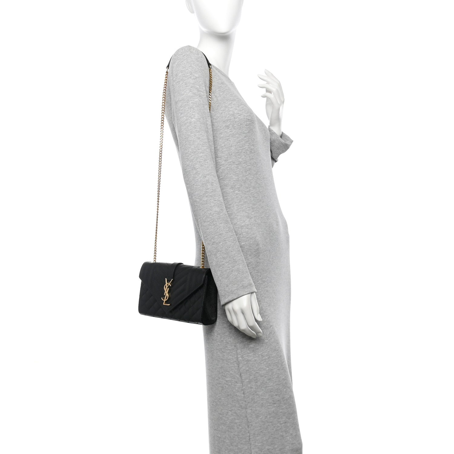 Saint Laurent Grain De Poudre Textured Mixed Matelasse Triquilt Small Monogram Satchel Black 2 of 12