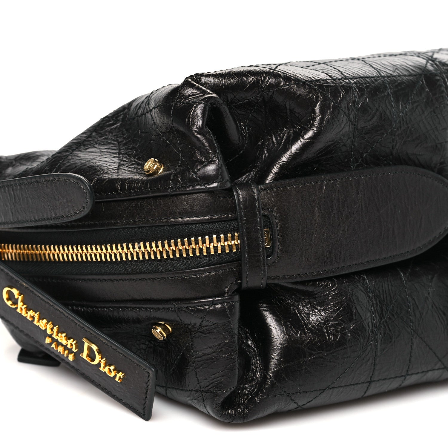 Christian Dior Crinkled Calfskin Macrocannage Medium D-Journey Bag Black 9 of 10