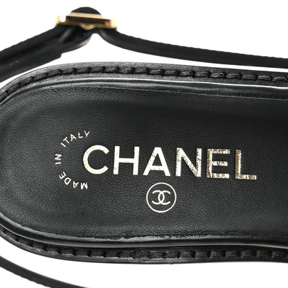 Chanel Calfskin Crystal CC Slingback Flats 39 Black 8 of 10