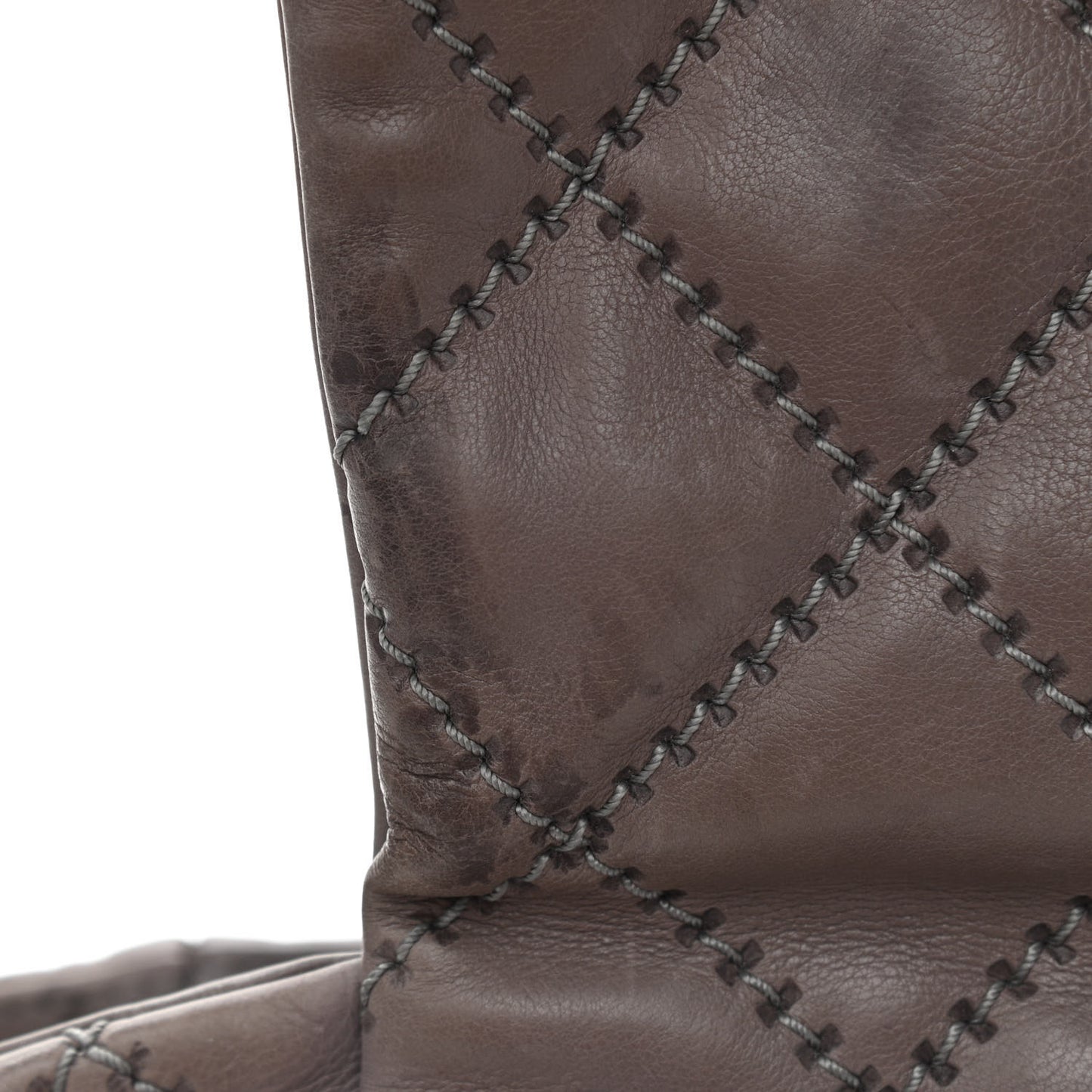 Calfskin Quilted Retro Chain Flap Grey