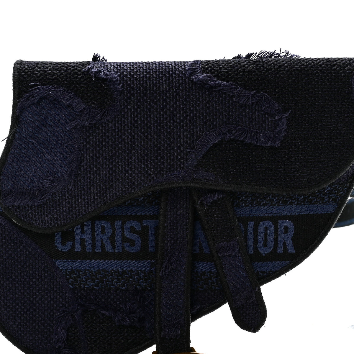 Canvas Embroidered Camouflage Saddle Belt Bag Blue
