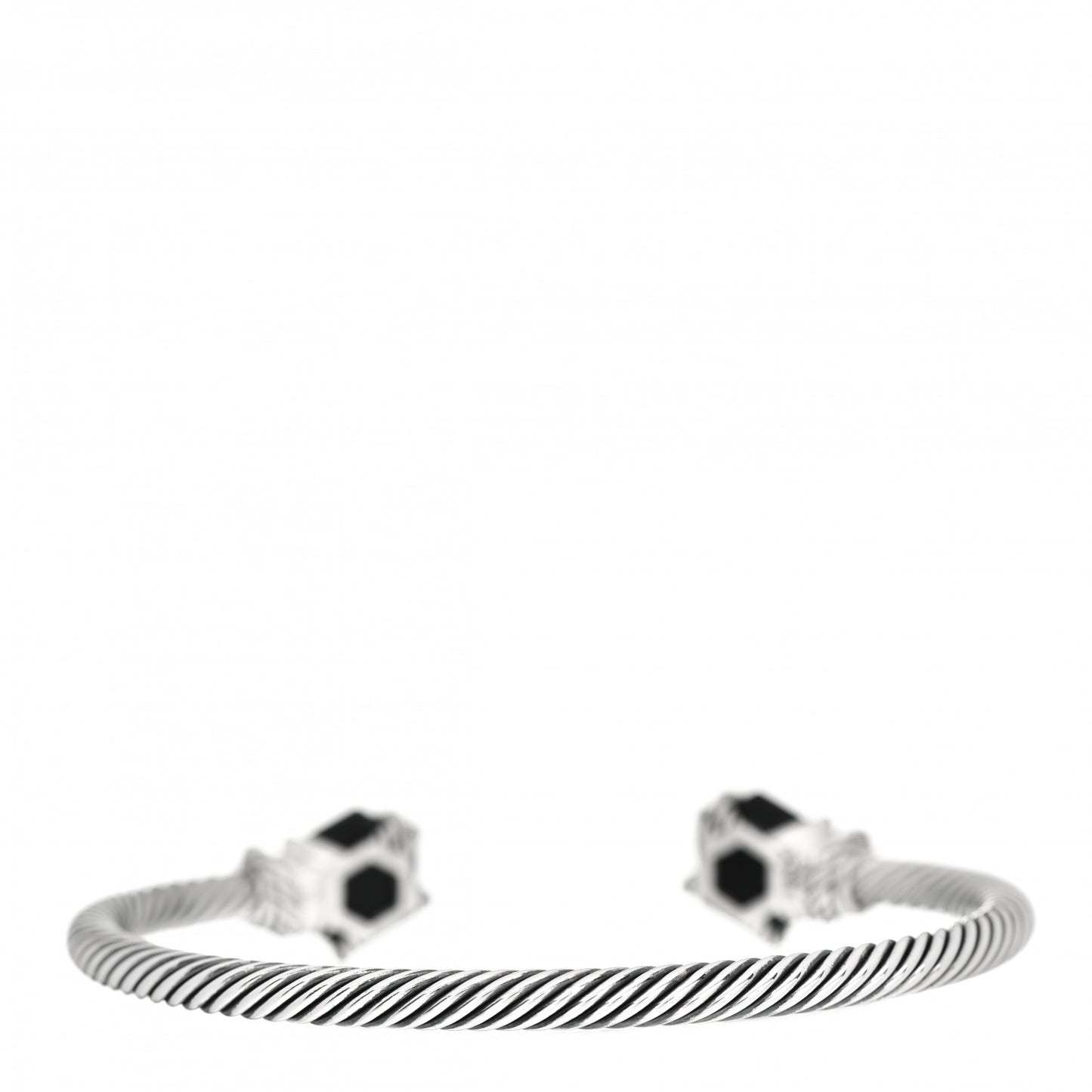 Sterling Silver Diamond Black Onyx 4mm Cable Wrap Bracelet