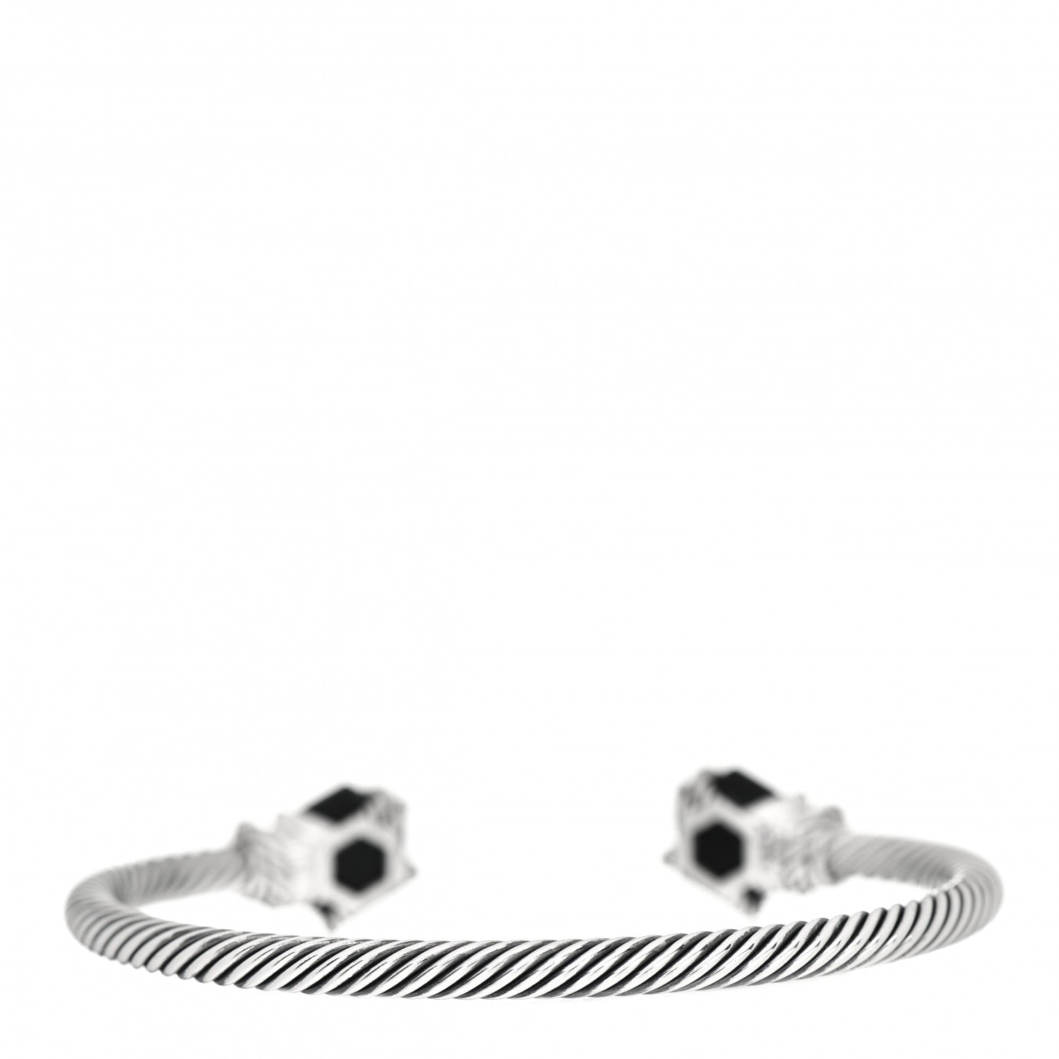 David Yurman Sterling Silver Diamond Black Onyx 4mm Cable Wrap Bracelet 3 of 4