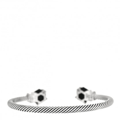 David Yurman Sterling Silver Diamond Black Onyx 4mm Cable Wrap Bracelet 3 of 4
