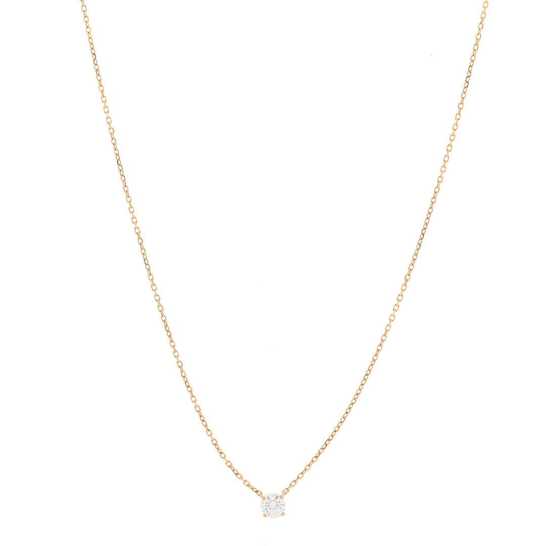 18K Yellow Gold Diamond .29ct 1895 Solitaire Pendant Necklace