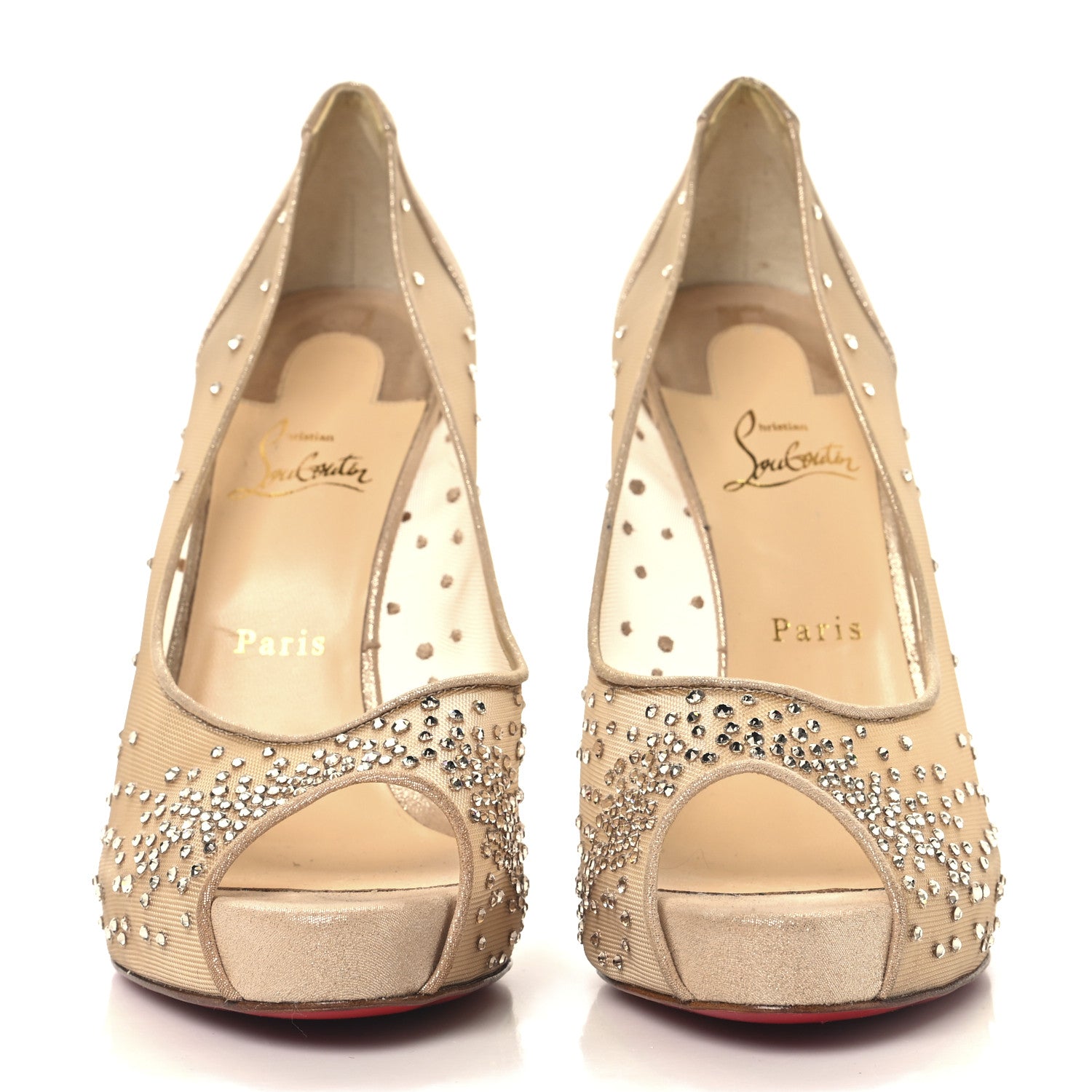 Christian Louboutin Rete Very Strass 120 Peep Toe 42 Nude 3 of 8