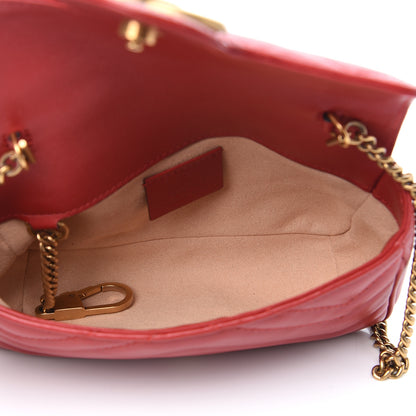 Gucci Calfskin Matelasse Super Mini GG Marmont Shoulder Bag Hibiscus Red 4 of 10
