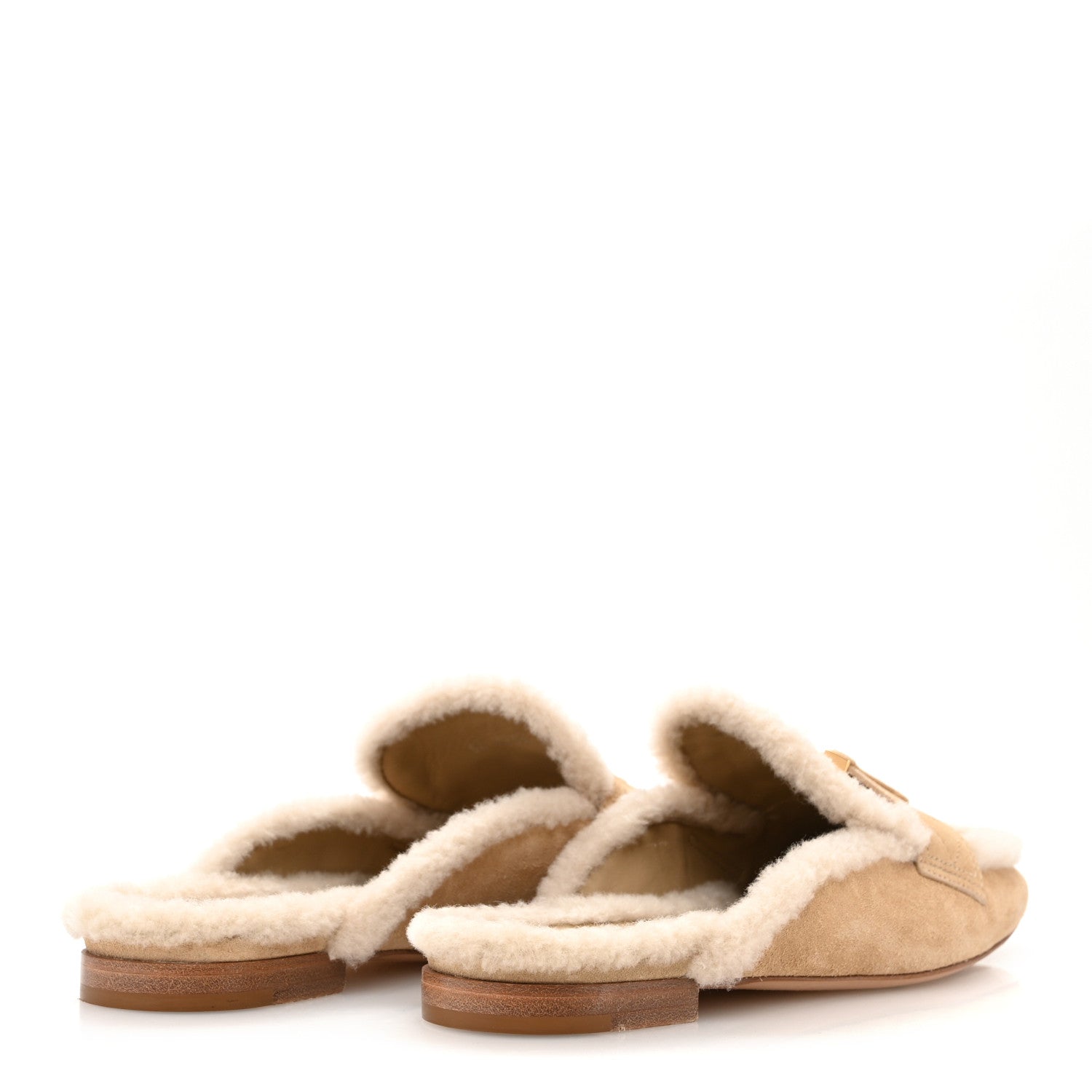 Louis Vuitton Shearling Suede LV Mare Open Back Loafer 40 Beige 5 of 10