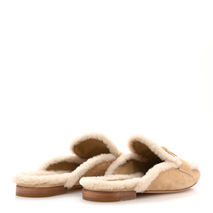 Louis Vuitton Shearling Suede LV Mare Open Back Loafer 40 Beige 5 of 10