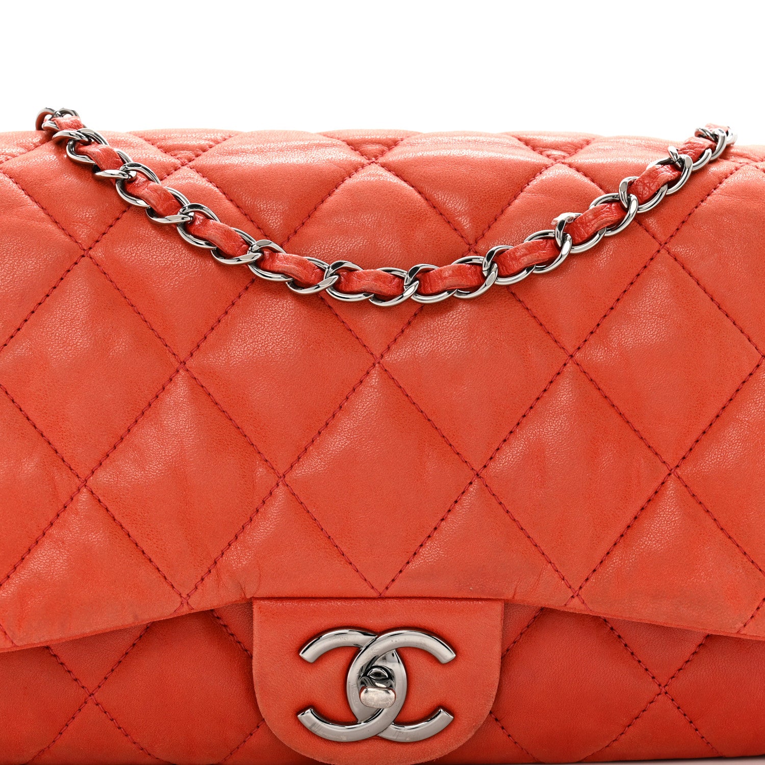 Chanel Lambskin Quilted Chanel 3 Accordion Flap Bag Red 8 of 11