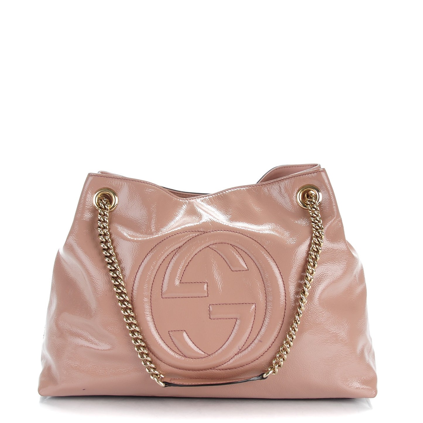 Patent Medium Soho Chain Shoulder Bag Dark Cipria
