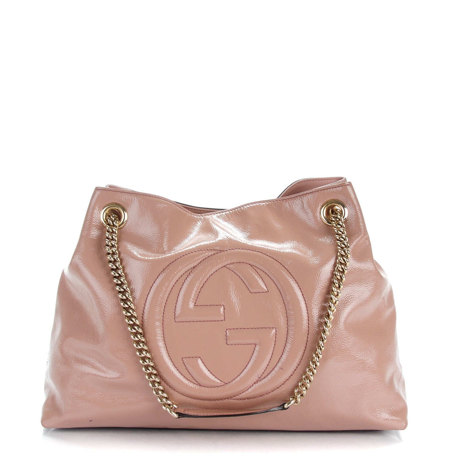 Gucci Patent Medium Soho Chain Shoulder Bag Dark Cipria 1 of 9