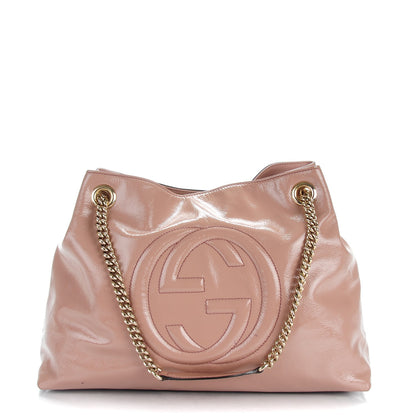 Gucci Patent Medium Soho Chain Shoulder Bag Dark Cipria 1 of 9