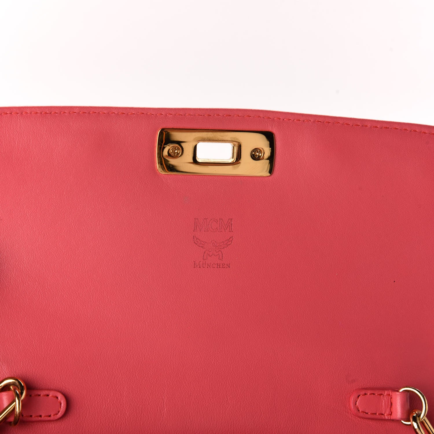 MCM Calfskin Studded Shoulder Bag Pink 6 of 8