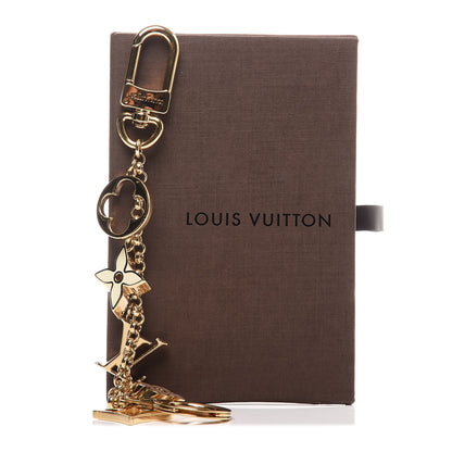 Louis Vuitton Brass Enamel Fleur De Monogram Bag Charm Chain Gold 4 of 4