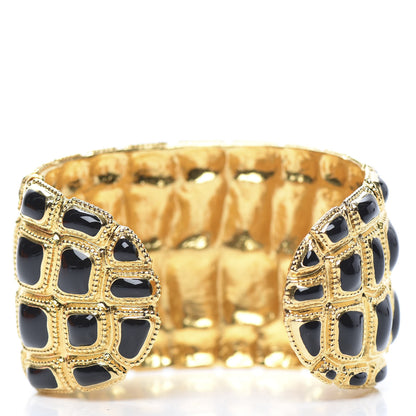 Chanel Resin Metal Along The Nile CC Cuff Black Gold 3 of 6