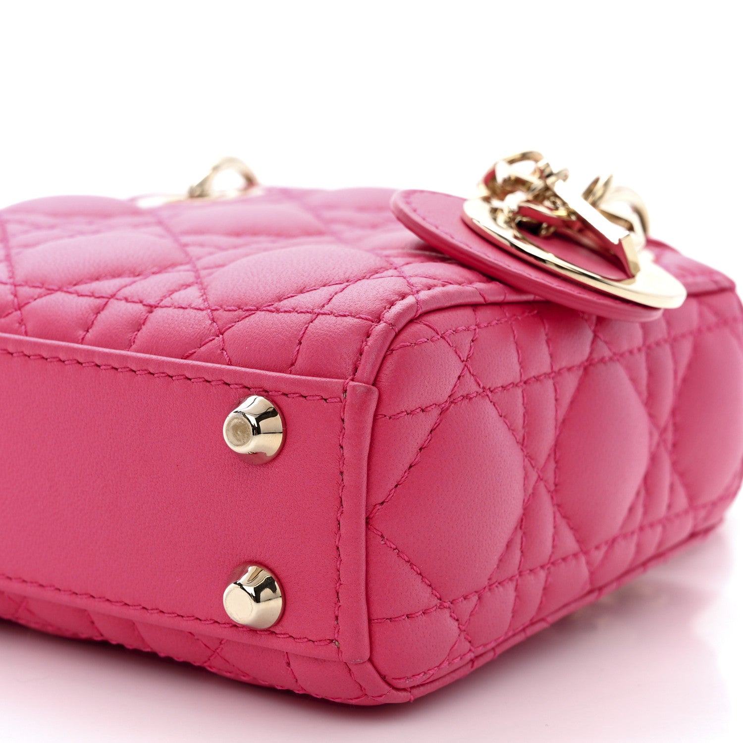 Christian Dior Lambskin Cannage Micro Lady Dior Red 10 of 12