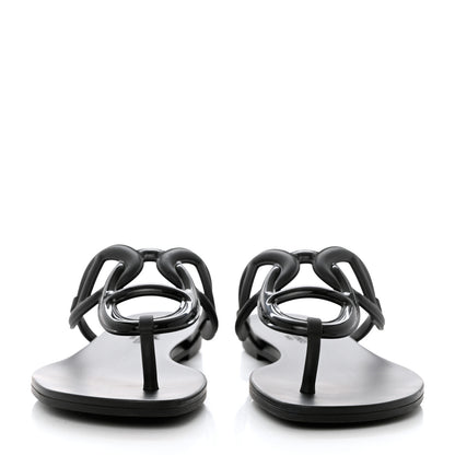 Hermes Rubber Womens Egerie Sandals 38 Black 2 of 11