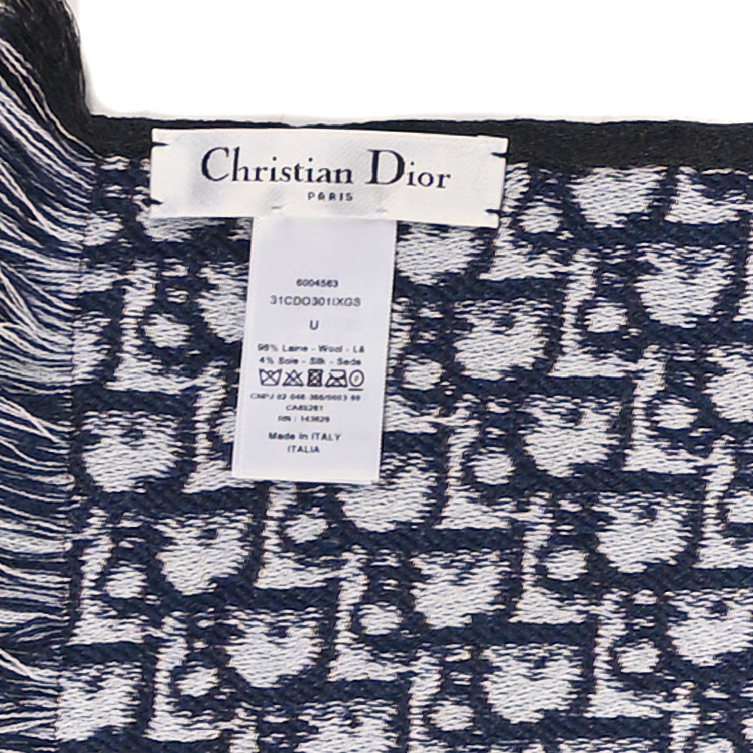 Christian Dior Wool Silk Oblique University Reversible Scarf Navy Blue 2 of 3