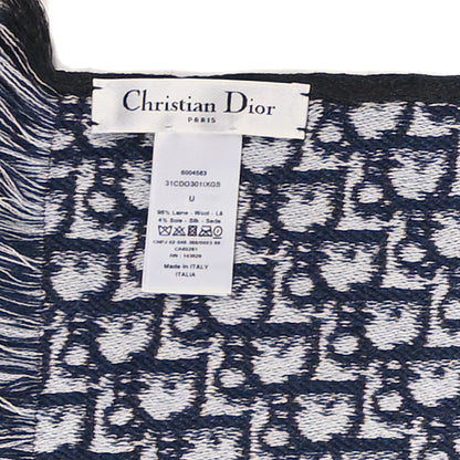 Christian Dior Wool Silk Oblique University Reversible Scarf Navy Blue 2 of 3