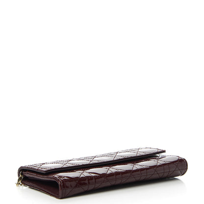 Christian Dior Patent Cannage Lady Dior Rendezvous Wallet On Chain Burgundy 4 of 9