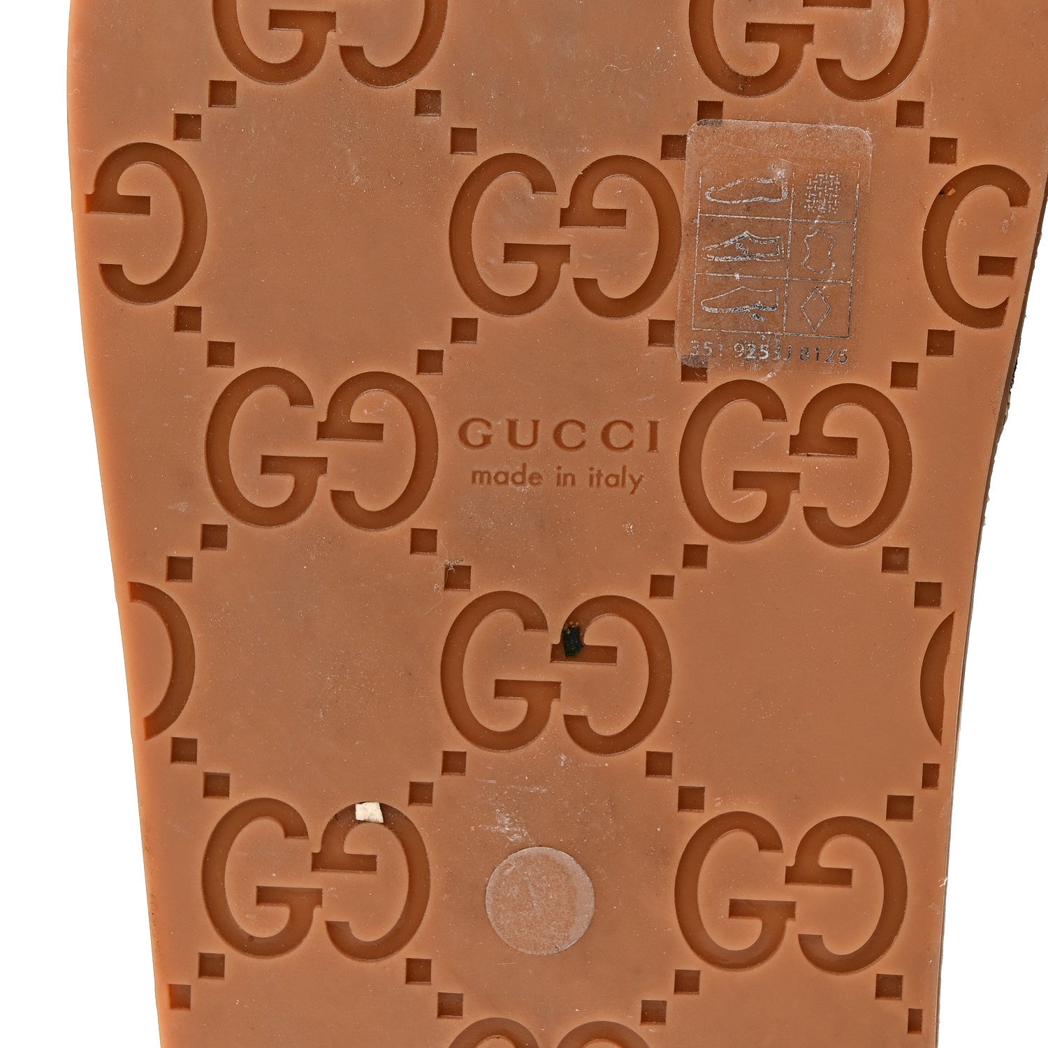 Gucci Monogram GG Calfskin Angelina Platform 55mm Slide Sandals 38.5 Camel Ebony 35 Camel Ebony 7 of 10