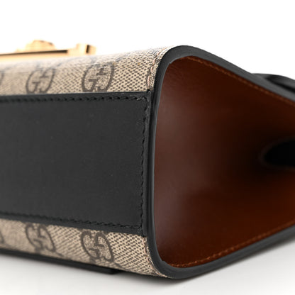 Gucci GG Supreme Monogram Calfskin Small Padlock Shoulder Bag Beige Black Cuir 11 of 14