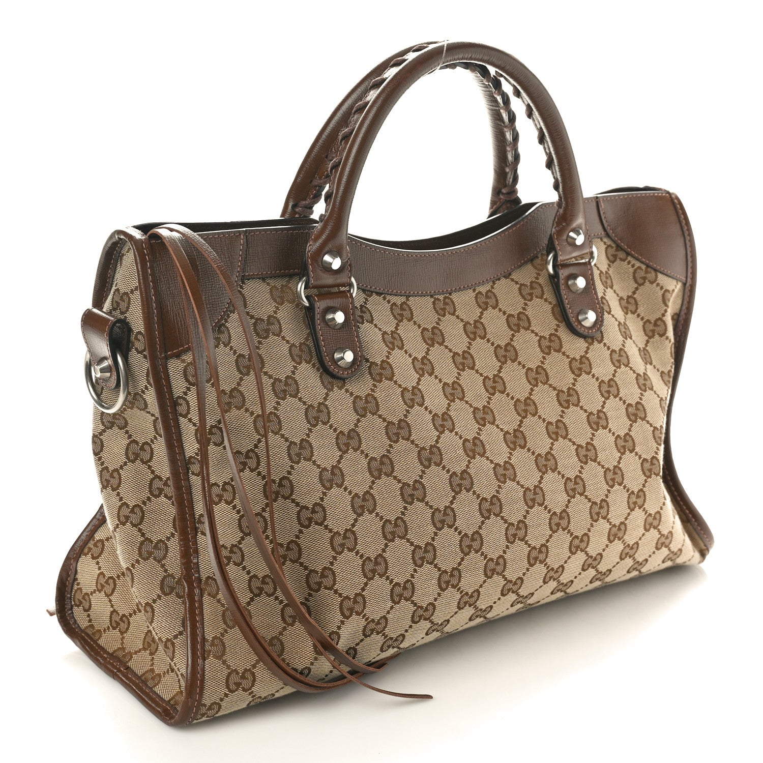 Balenciaga X GUCCI GG Monogram Azalea Calfskin Neo Classic Silver Hardware Medium City Beige Ebony Brown Sugar 4 of 11