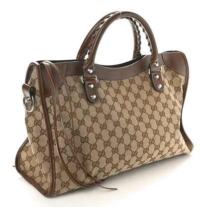 Balenciaga X GUCCI GG Monogram Azalea Calfskin Neo Classic Silver Hardware Medium City Beige Ebony Brown Sugar 4 of 11