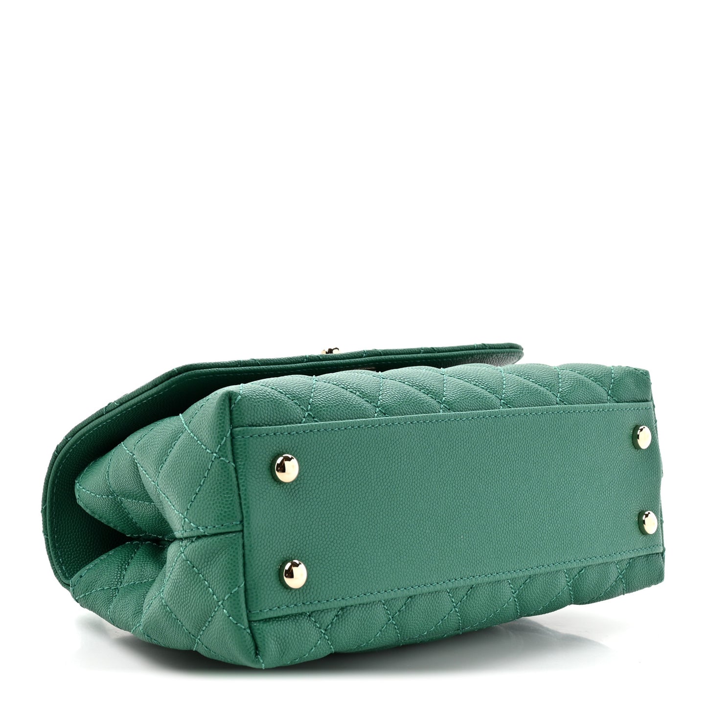 Caviar Quilted Mini Coco Handle Flap Green