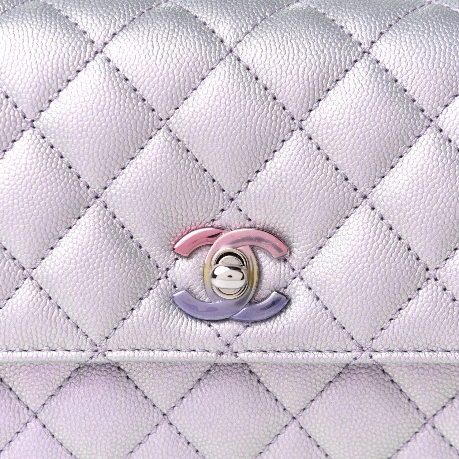 Chanel Iridescent Caviar Quilted Mini Coco Handle Flap Purple 5 of 10