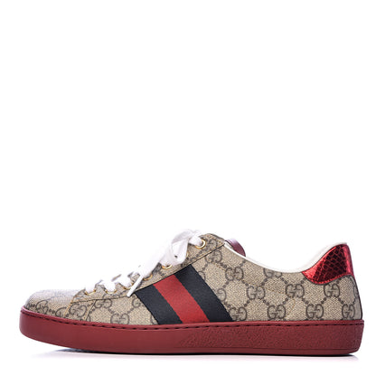 Gucci GG Supreme Monogram Ayers Mens New Ace Low-Top Sneaker 6.5 Beige Red 1 of 12