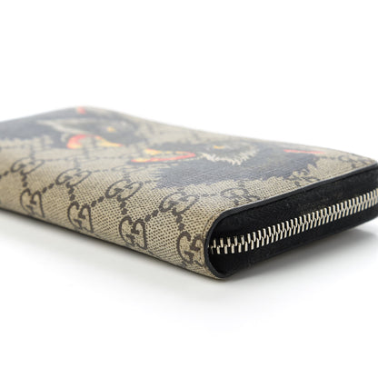 Gucci GG Supreme Monogram Wolf Print Zip Around Wallet Black 7 of 9