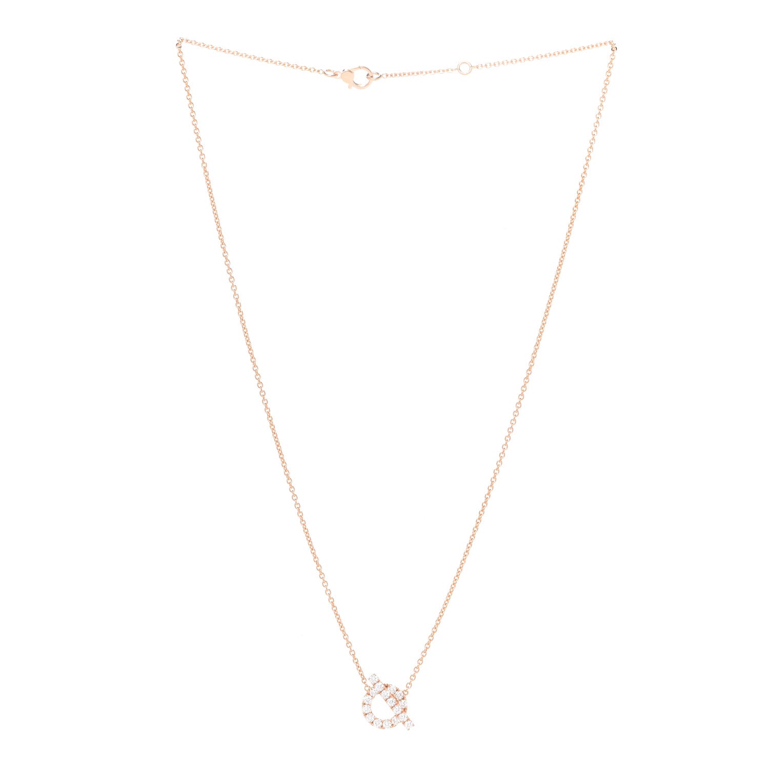 Hermes 18K Rose Gold Diamond Finesse Pendant Necklace 3 of 6