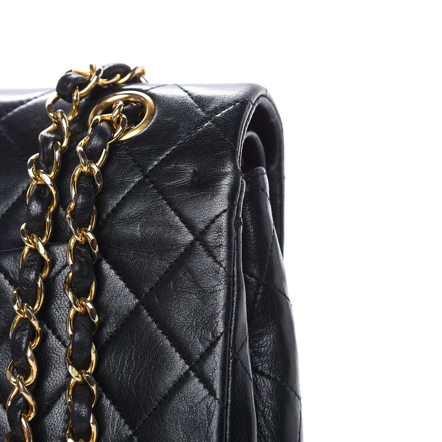 Lambskin Quilted Medium Double Flap Black