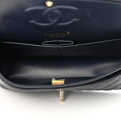 Chanel Caviar Quilted Medium Double Flap Dark Blue 5 of 13
