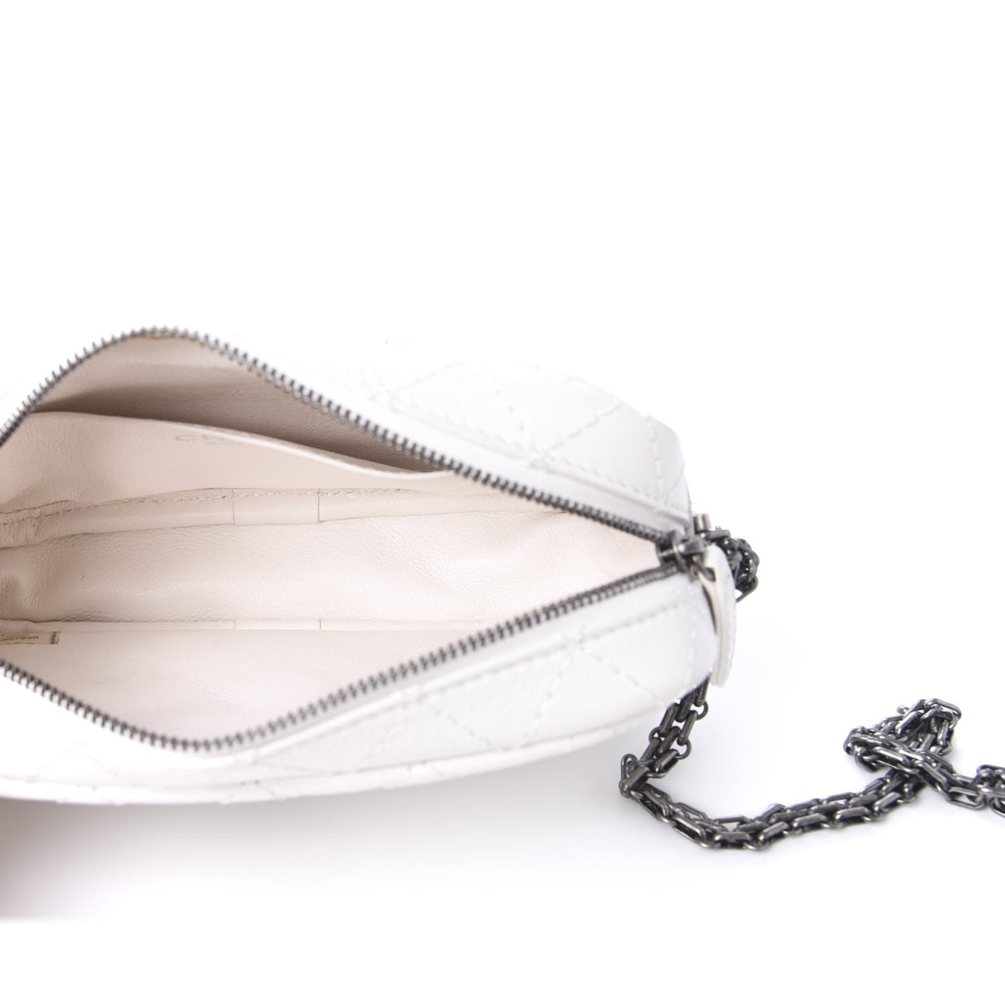Aged Calfskin Quilted Mini Reissue Camera Case White