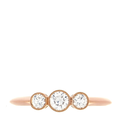 Tiffany 18K Rose Gold Diamond Three Stone Milgrain Ring 50 5.25 1 of 4