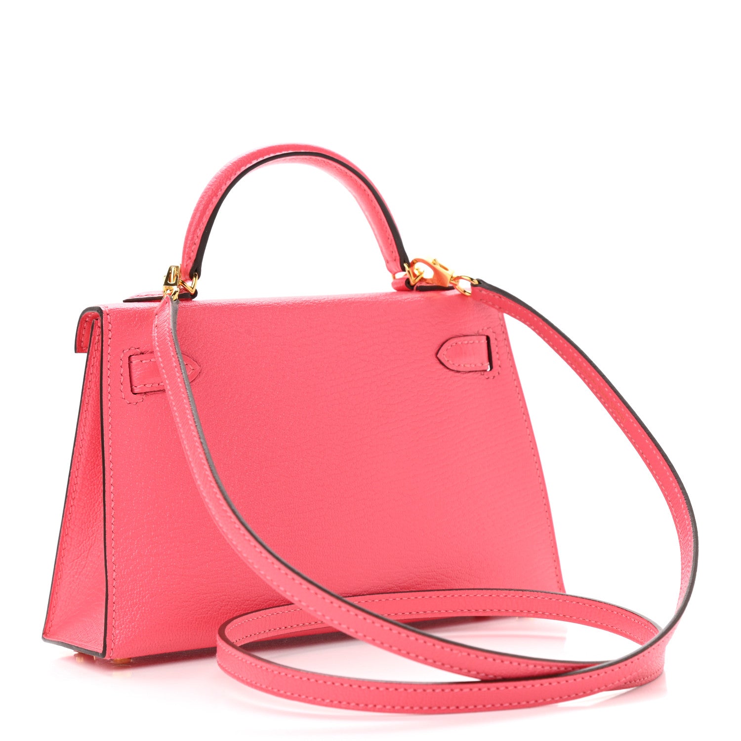 Hermes Chevre Mysore Mini Kelly Sellier 20 Rose Lipstick 3 of 11