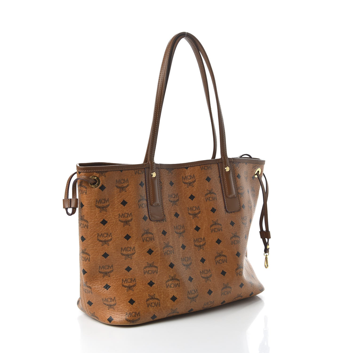 MCM Visetos Medium Liz Reversible Shopper Tote Cognac 3 of 15