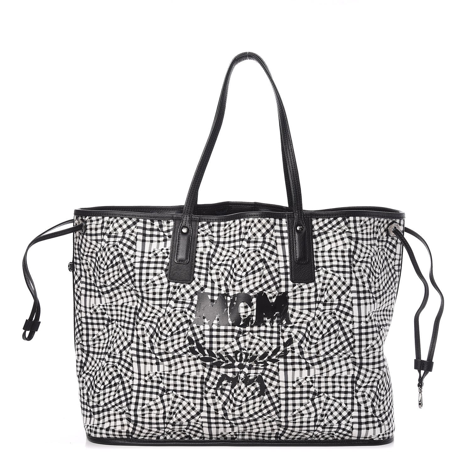 MCM Visetos Large Liz Reversible Shopper Tote Black 5 of 16