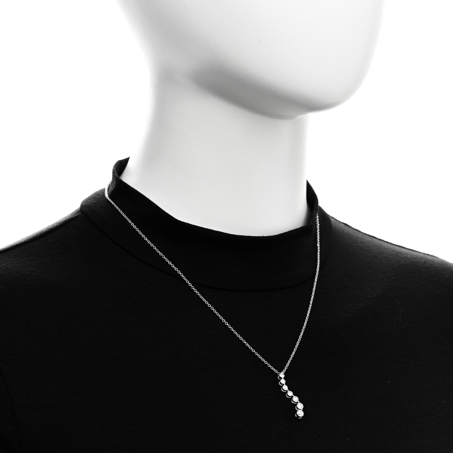 Parker & West by FASHIONPHILE 18K White Gold Diamond .88ctw Graduated Drop Pendant Necklace 2 of 7