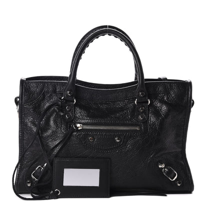 Balenciaga Agneau Classic Hardware S City Logo Strap Black White 1 of 17